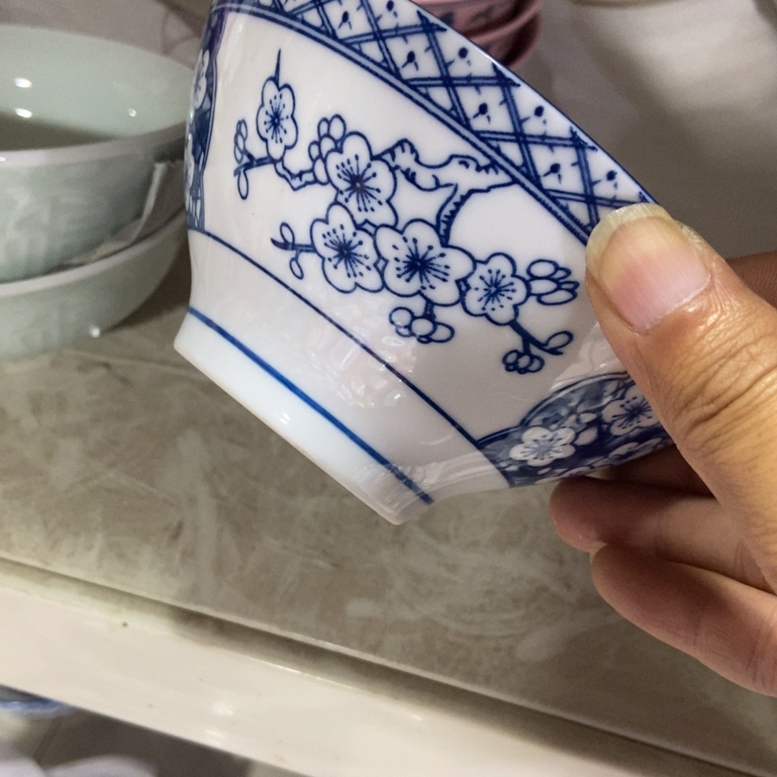 草***冻瓷片景德镇陶瓷碗10个斗笠