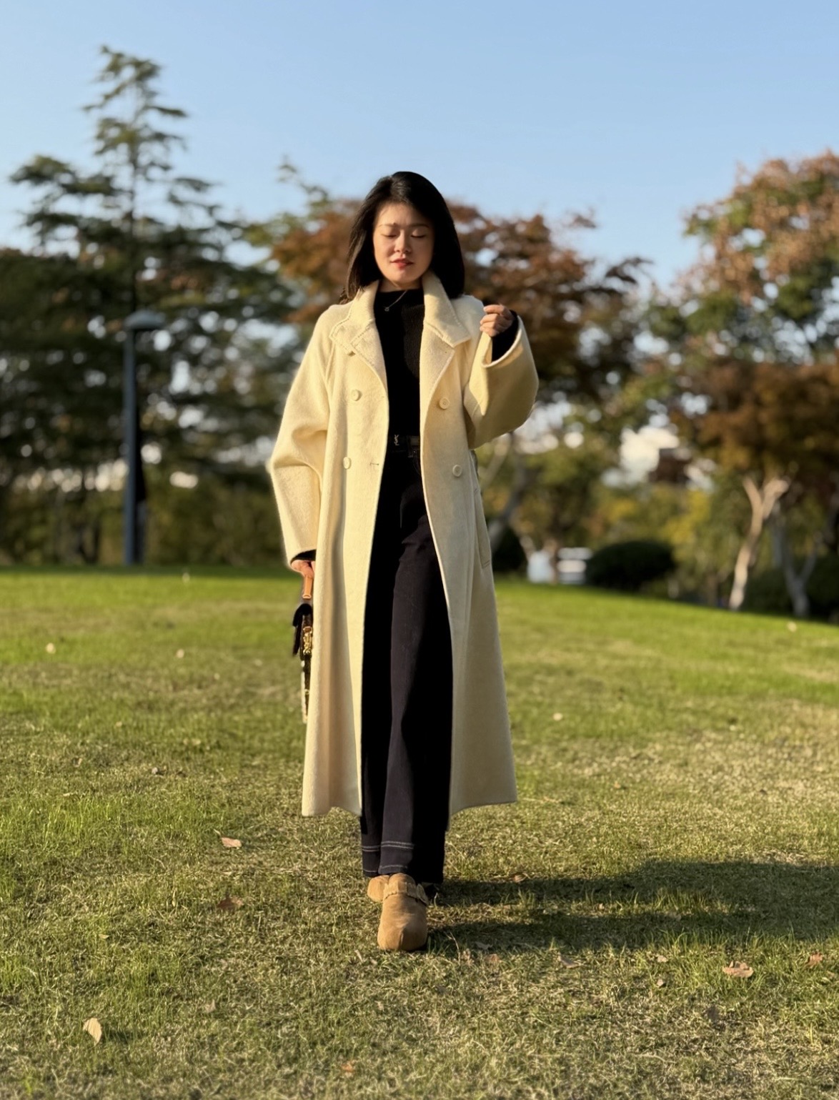 【长款立领腰带】全羊毛小个子双面手工羊毛大衣气质百搭韩版秋冬款