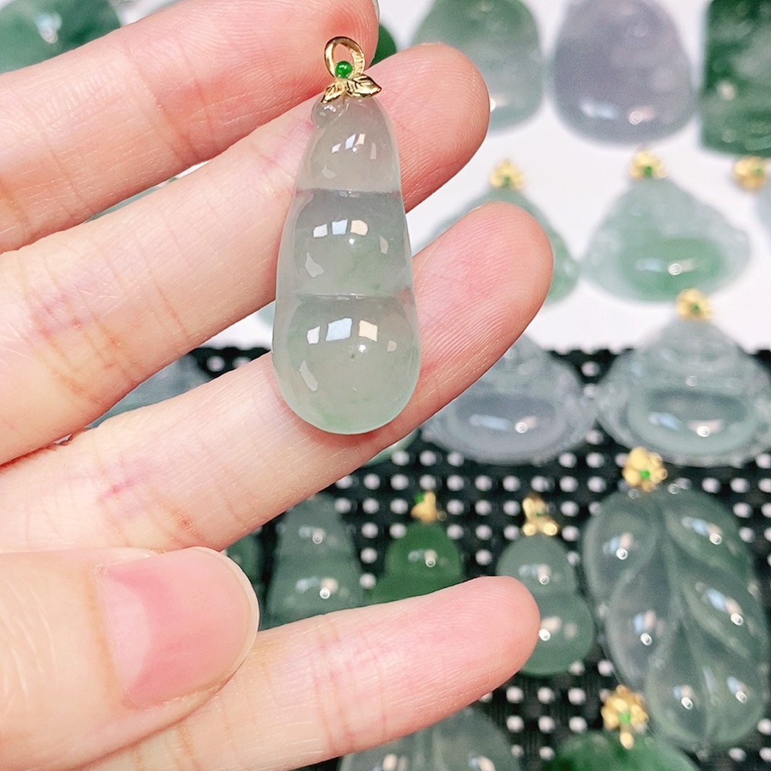 吊坠(不含链)18K金镶嵌翡翠