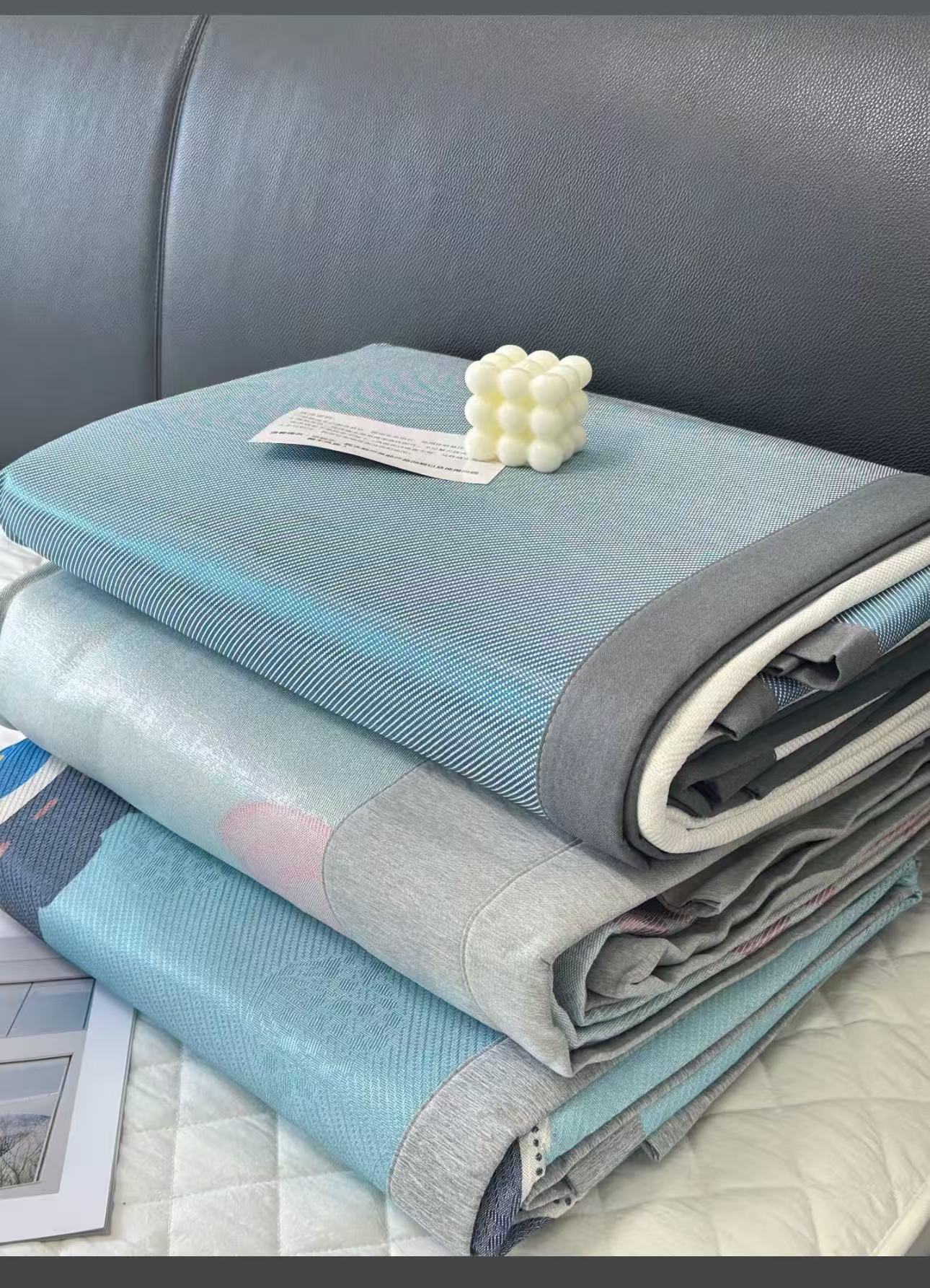 小席匠 藤席  平铺款A类抗菌冰丝凉席三件套