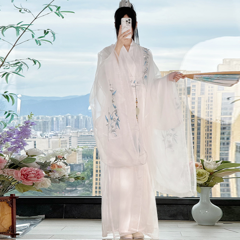 花琅阁汉服原创魏晋风新款大袖衫直裾重工刺绣日常清冷风超仙套装