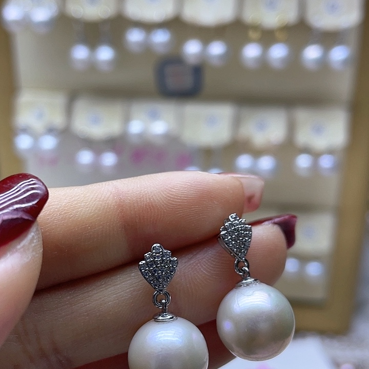 淡水珍珠耳饰银S925镶嵌