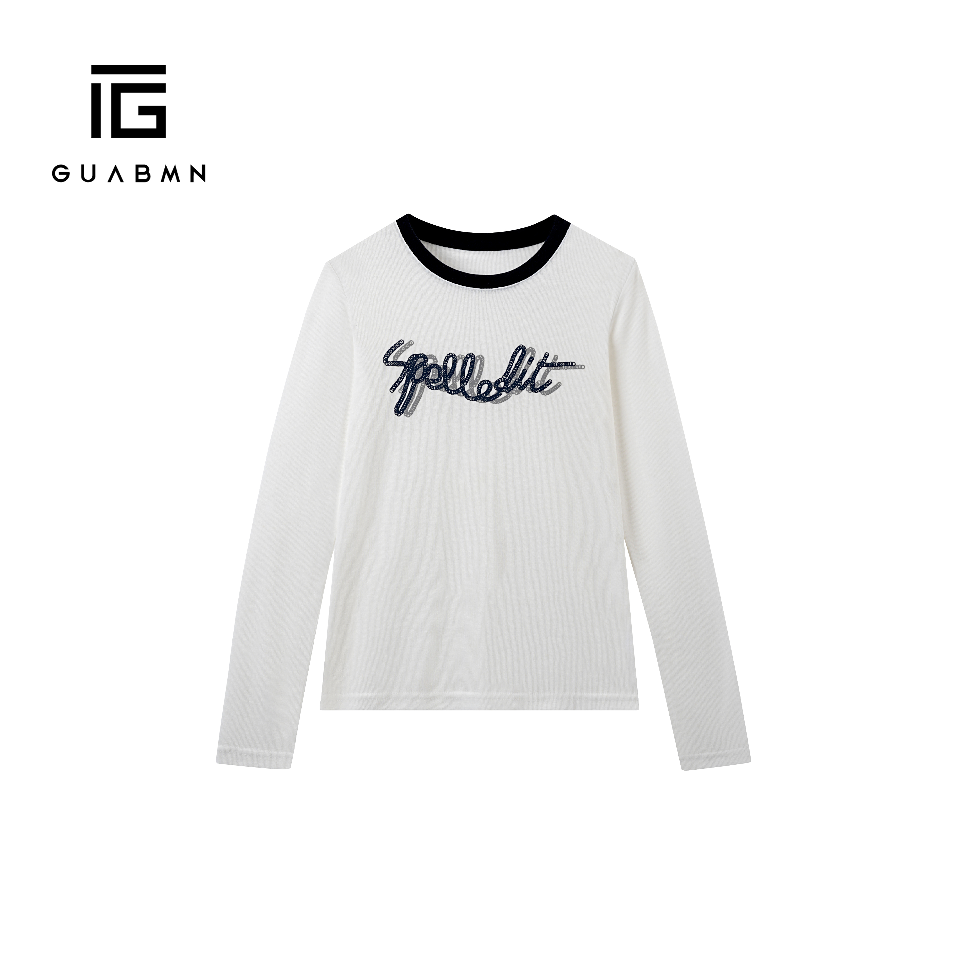 GUABMN2025秋季新款时尚百搭圆领长袖T恤修身显瘦打底衫上衣5669