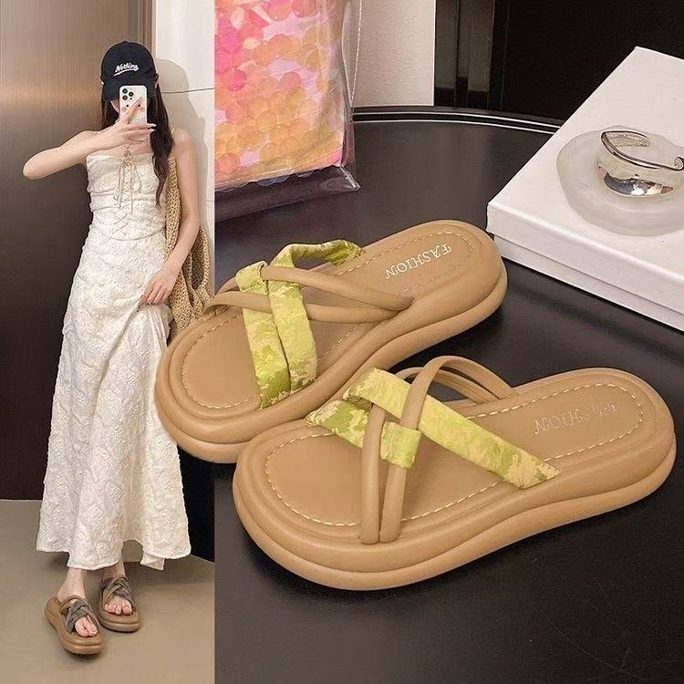 【万达清仓】气质网红外穿厚底鞋2025新款豹纹交叉日常百搭舒适1-3