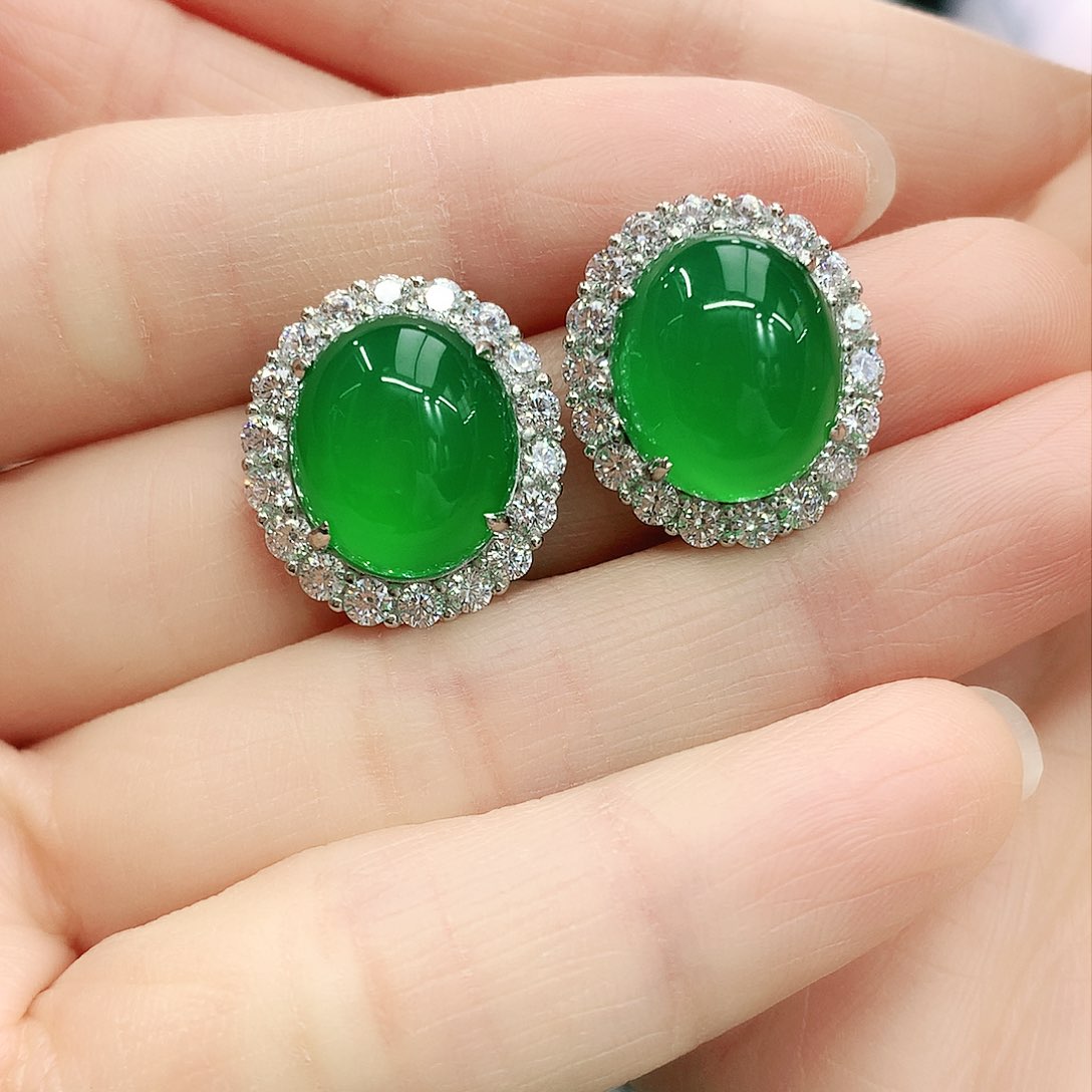 银S925镶嵌耳坠玛瑙/玉髓