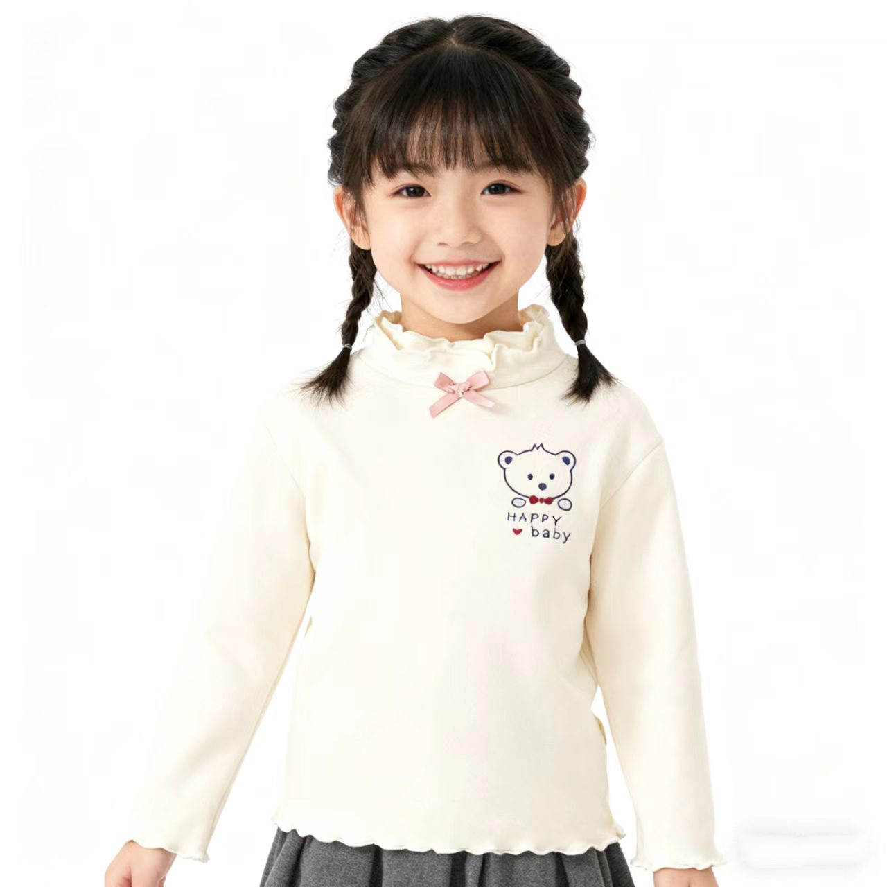 新款秋冬季女童德绒打底衫保暖自发热内搭中大童洋气修身亲肤童装