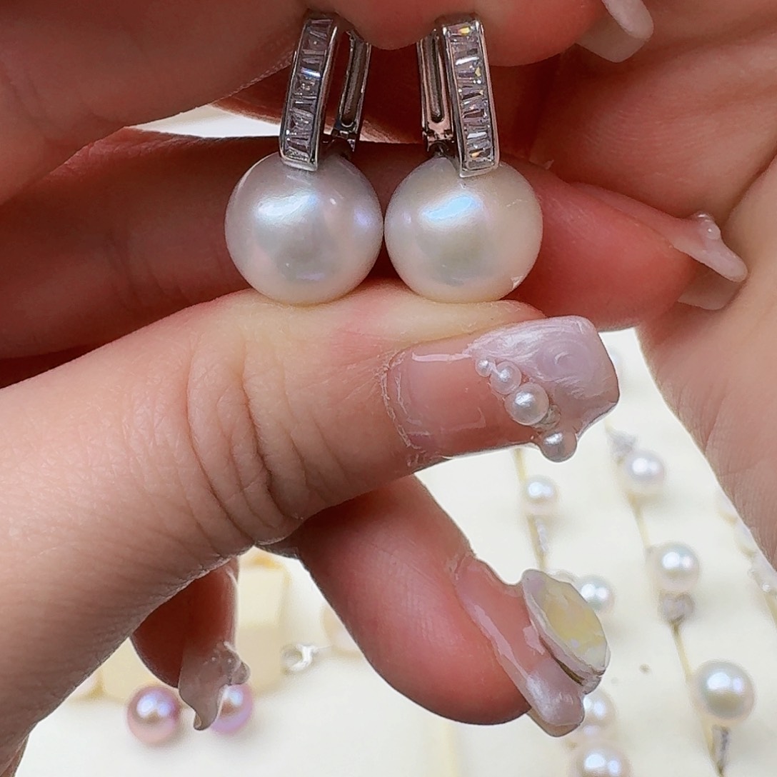 淡水珍珠耳饰银S925镶嵌
