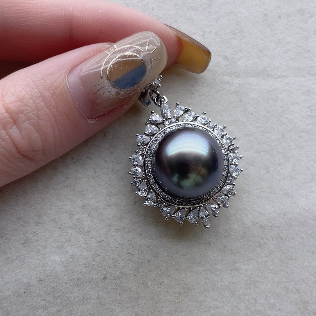 海水珍珠银S925镶嵌吊坠143