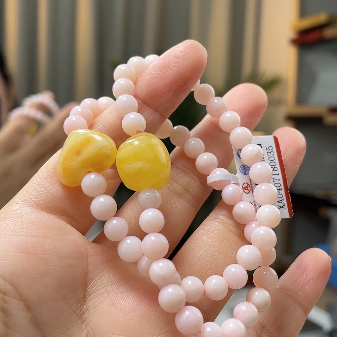 琥珀裸石未镶嵌蜜蜡手链