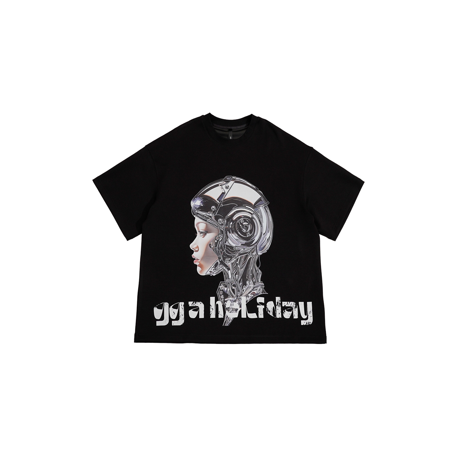 25轻奢高级美式宽松休闲复古黑色印花重工街头T恤短袖上衣-152044