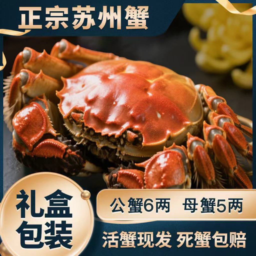 【巨无霸活蟹】公母对半清水大闸蟹公蟹6两+母蟹5两6-10只礼盒