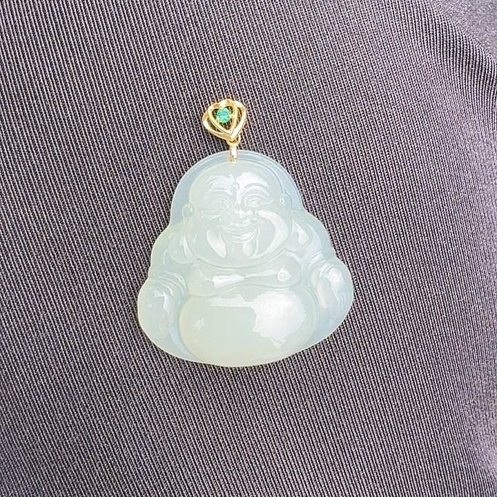 和田玉18K金镶嵌颈饰