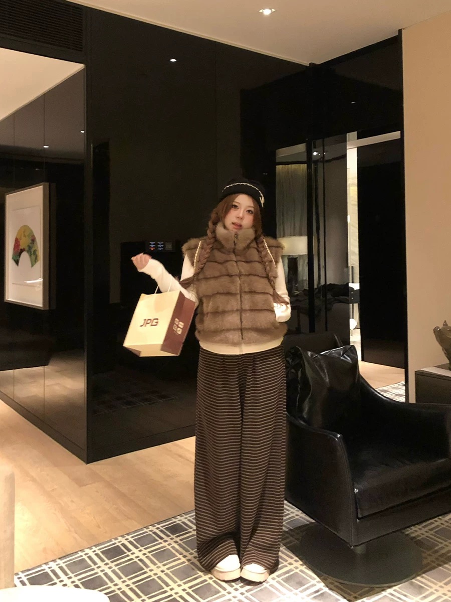 人造皮草 人造皮草 仿貂富贵高级感韩系冬季保暖百搭马甲 