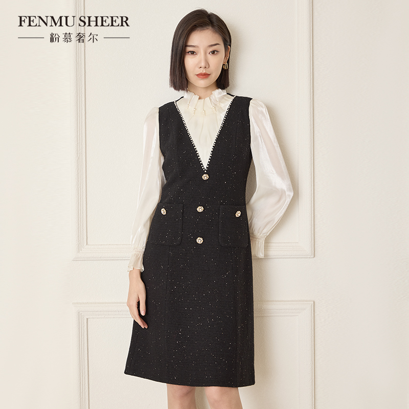 【丽公主专属】粉慕奢尔时装周走秀款『华丽焦点』绵羊毛连衣裙-D1678