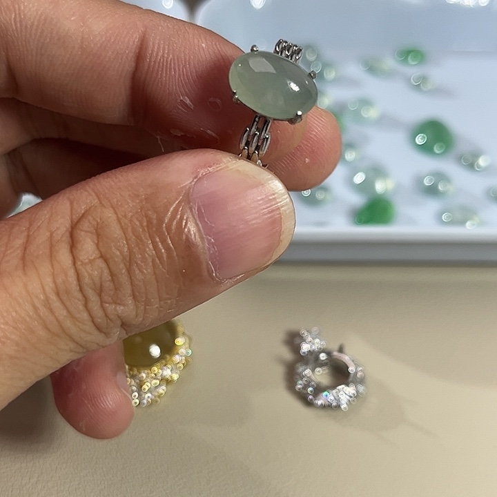 翡翠银S925镶嵌戒指