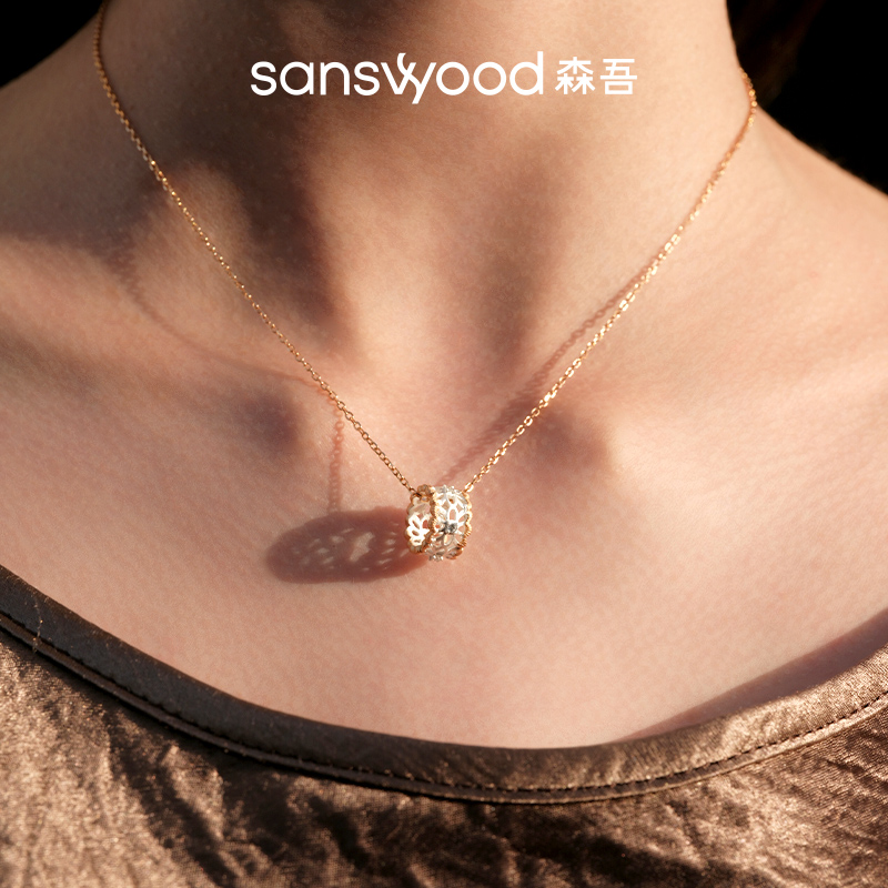 sanswood 坠链均925银莫桑石 森吾《末路狂花》蕾丝项链复古镂空