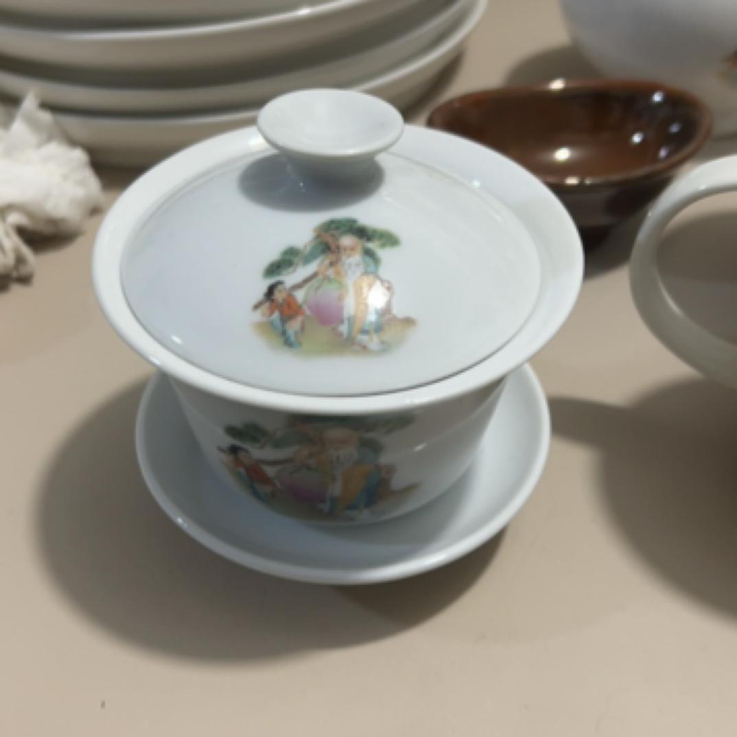 寿星盖碗三才盖碗