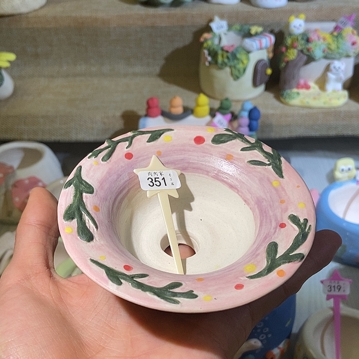 手工手绘盆 满29包邮351