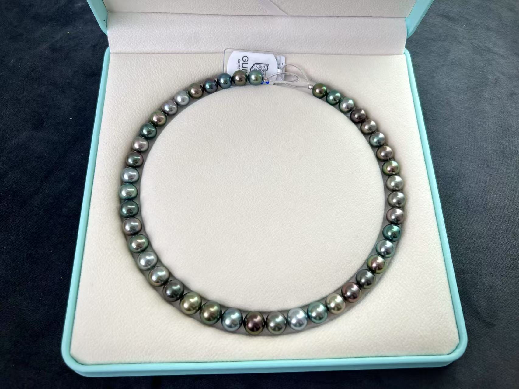 吉尔德五星天然海水大溪地莫兰迪混彩珍珠时尚百搭满珠链8-10mm