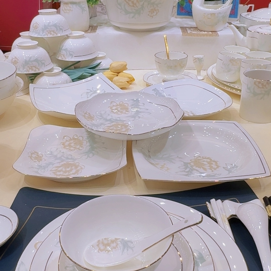 45%以上骨粉骨瓷景德镇描金清雅套装