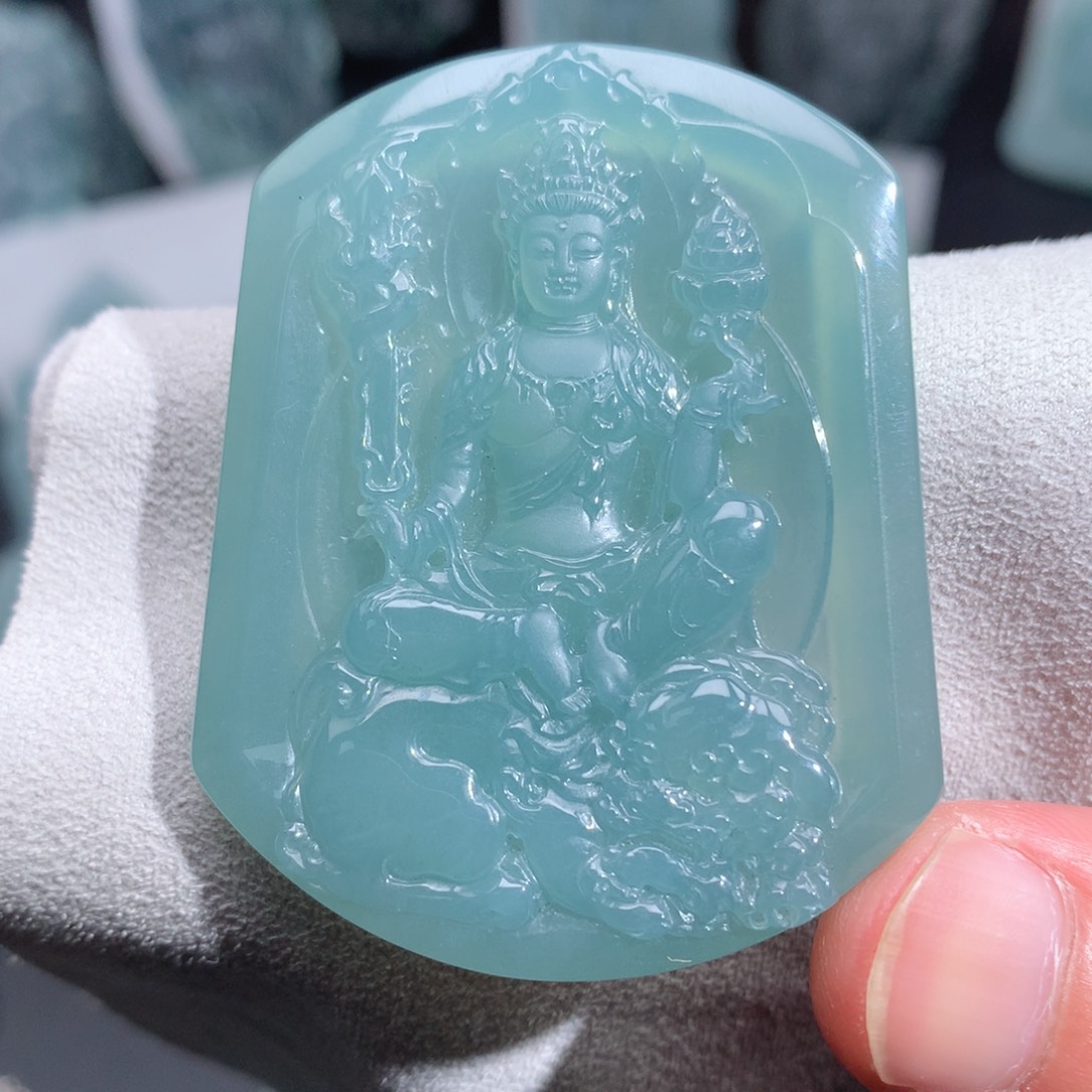 定制翡翠未镶嵌文殊菩萨
