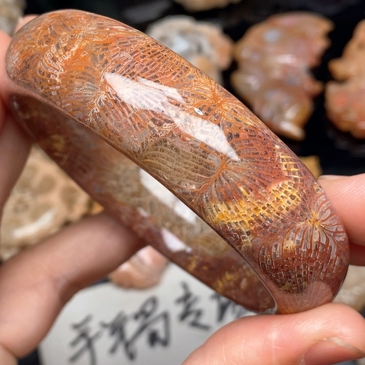 硅化珊瑚（珊瑚玉）手镯未镶嵌60