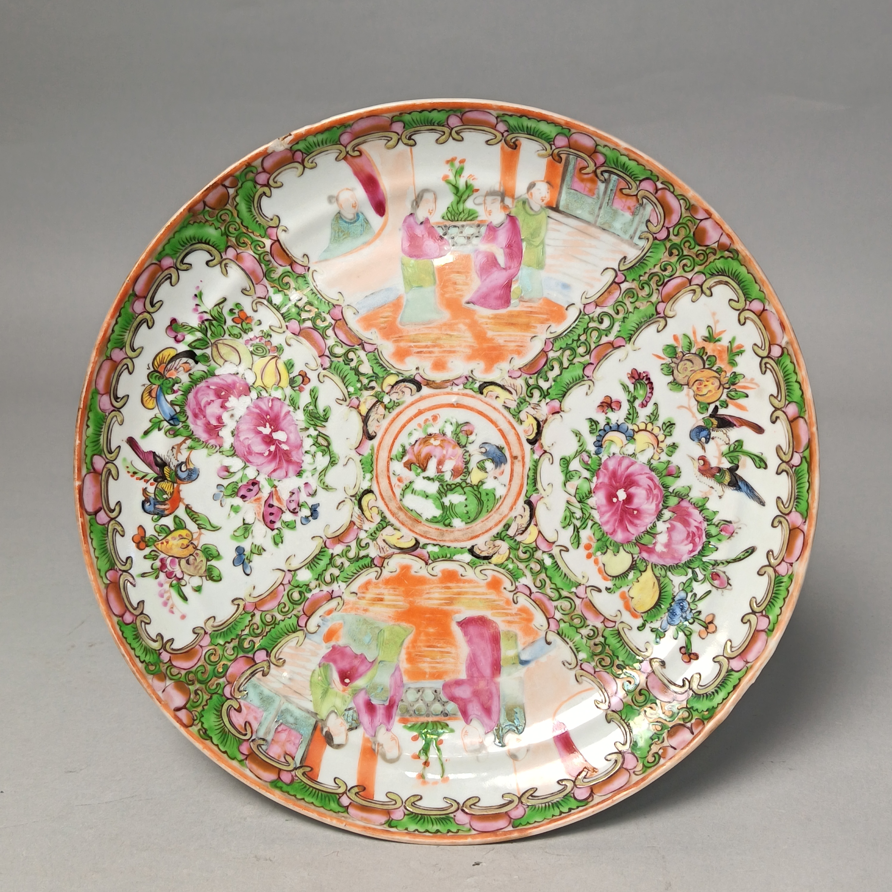 【010022761】民国 广彩花鸟人物盘