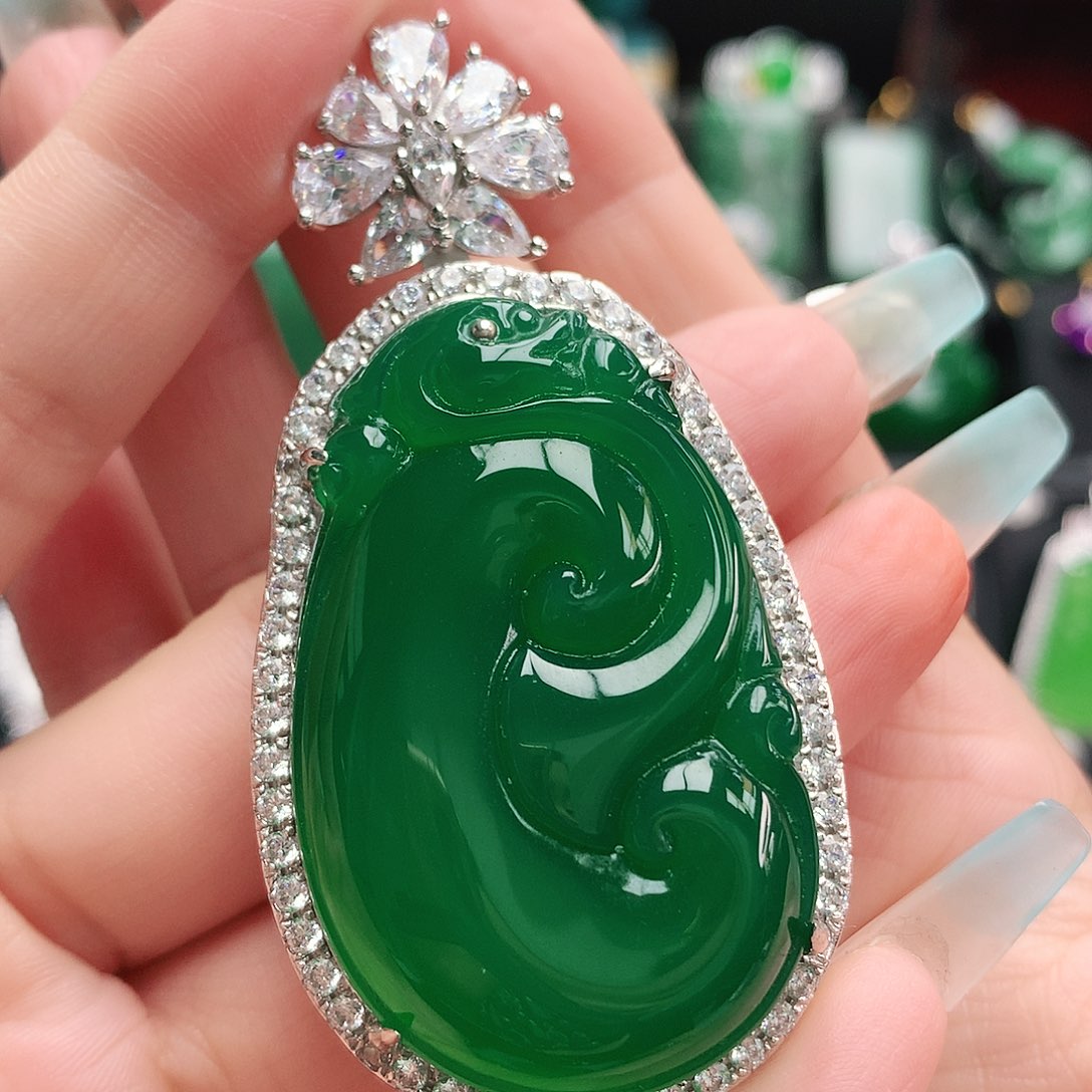 玛瑙/玉髓吊坠银S925镶嵌