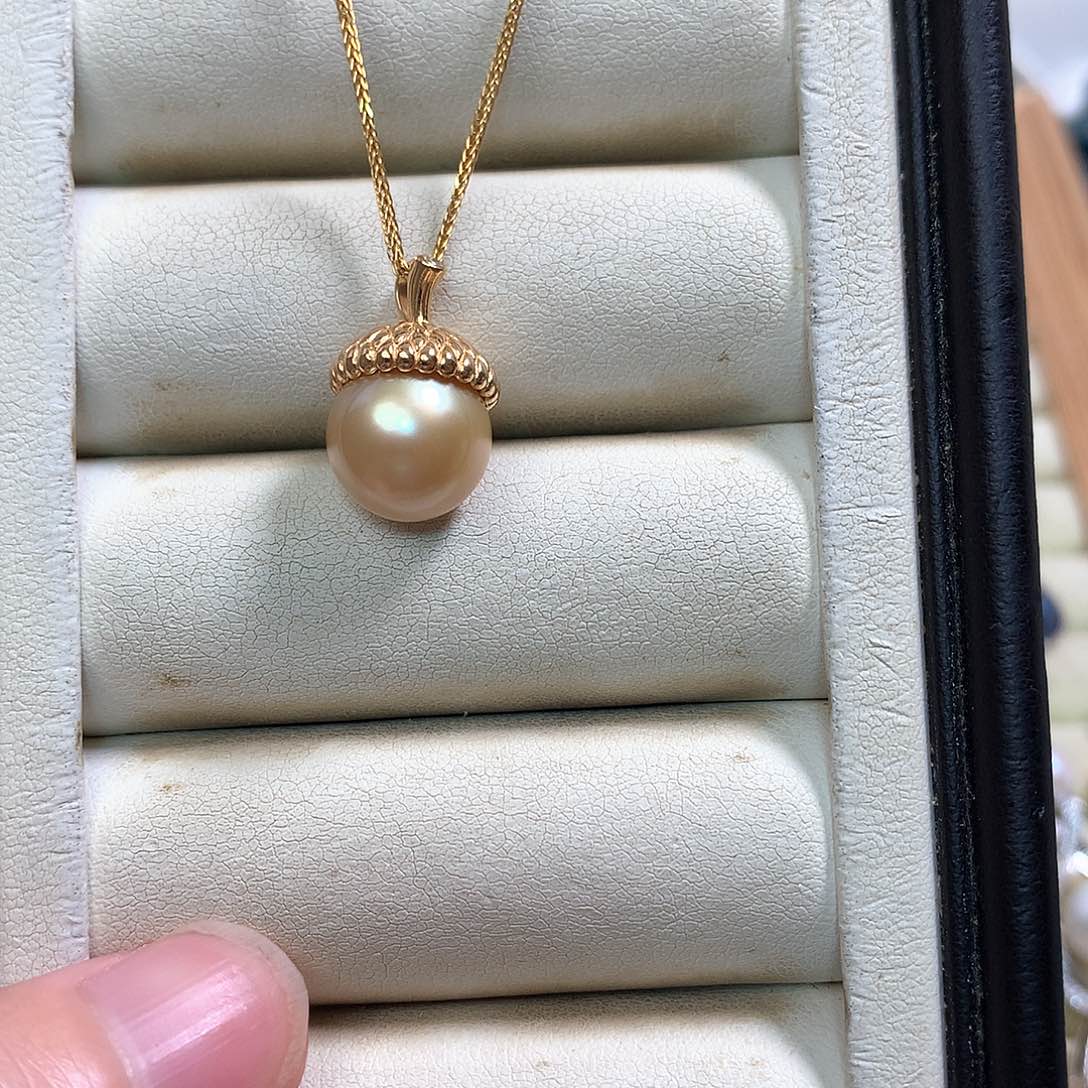 海水珍珠颈饰银S925镀金镶嵌