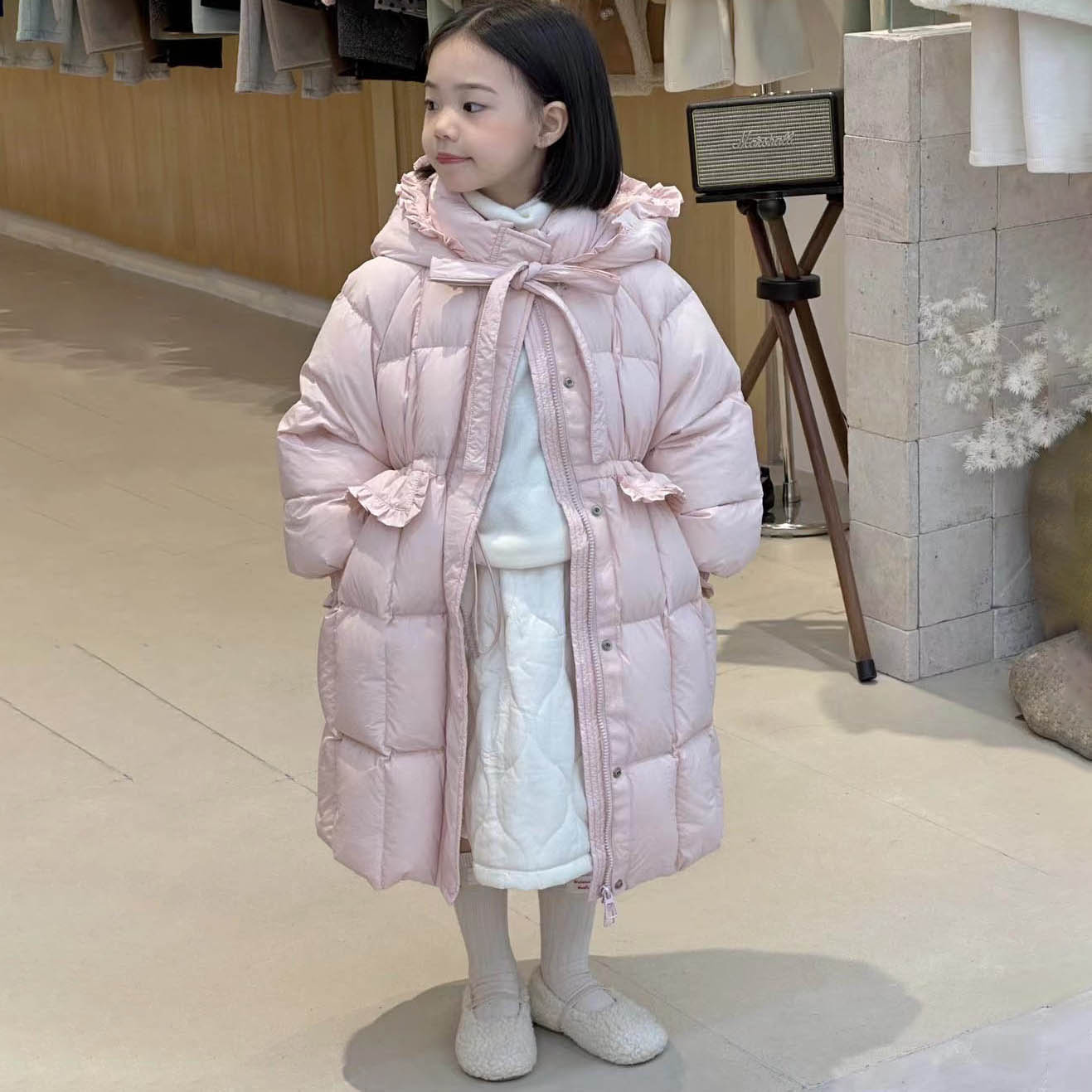 女装长款过膝羽绒服冬季儿童加厚保暖白鸭绒外套