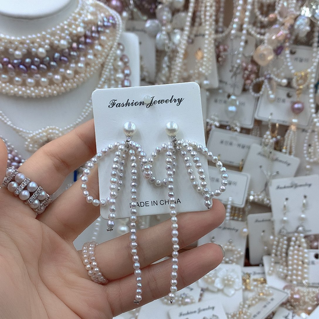 淡水珍珠耳饰银S925镶嵌