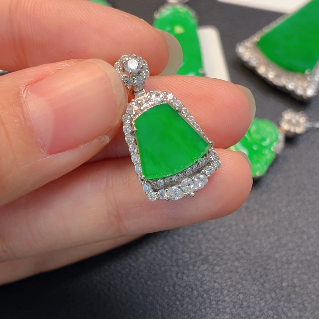 翡翠银S925镶嵌吊坠(不含链)