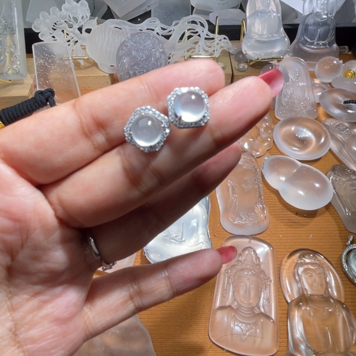 合金石英质玉耳钉