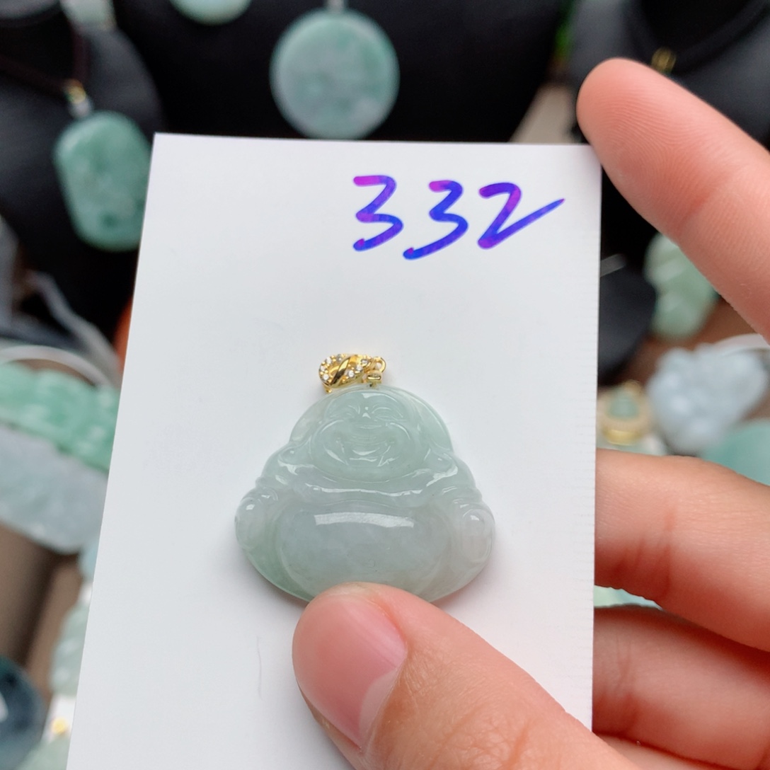 翡翠颈饰银S925镀金镶嵌吊坠