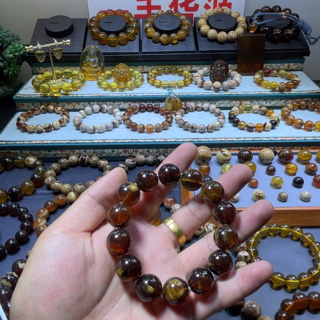 未镶嵌琥珀手串缅甸琥珀暗色系溶洞蜜手串16+规格
