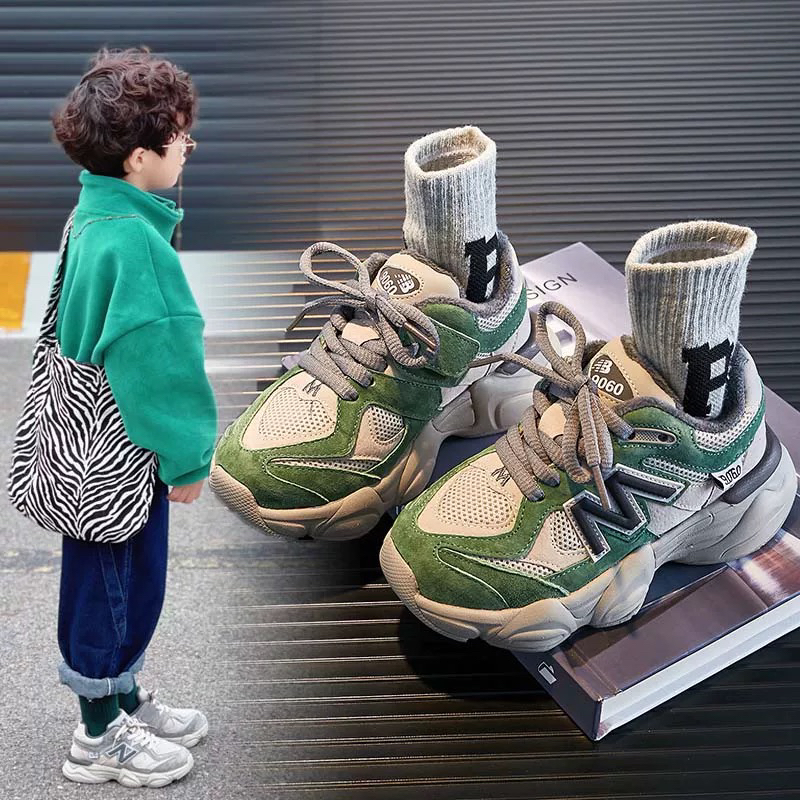 透气老爹鞋春季新款男童女童运动鞋小学生中童跑步鞋休闲鞋