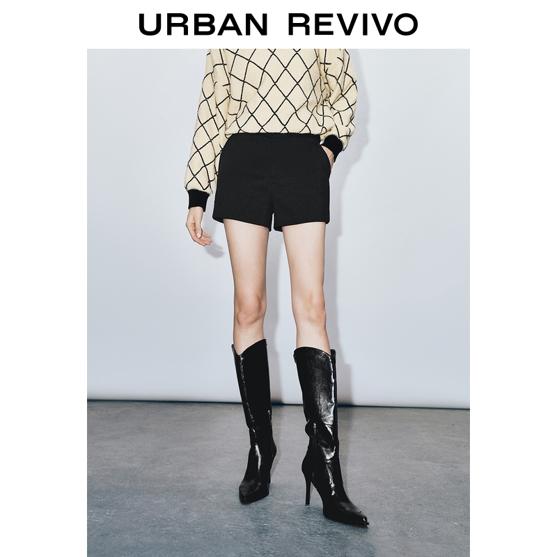 UR2025秋季新款女装简约气质通勤百搭纽扣饰短裤UWG650071+