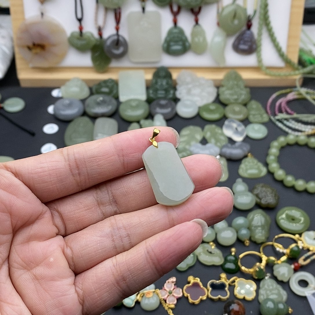 和田玉吊坠(不含链)银S925镶嵌