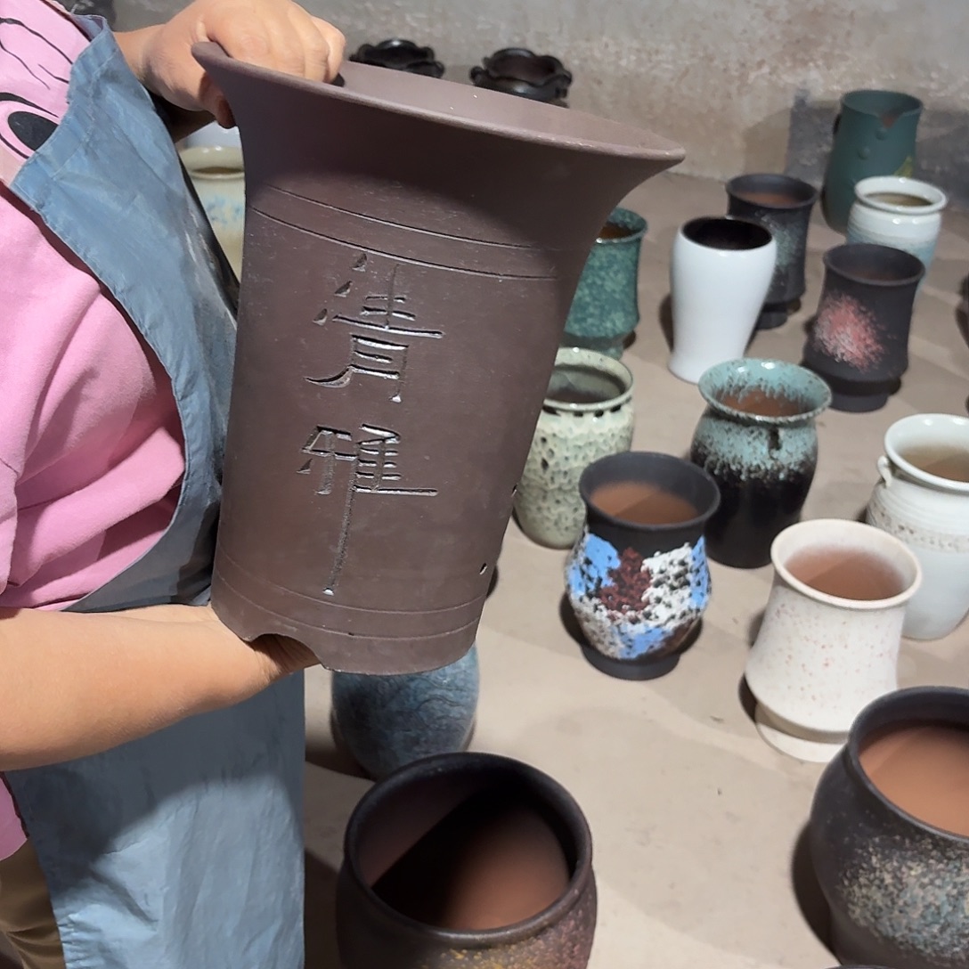 紫砂花盆口25高30