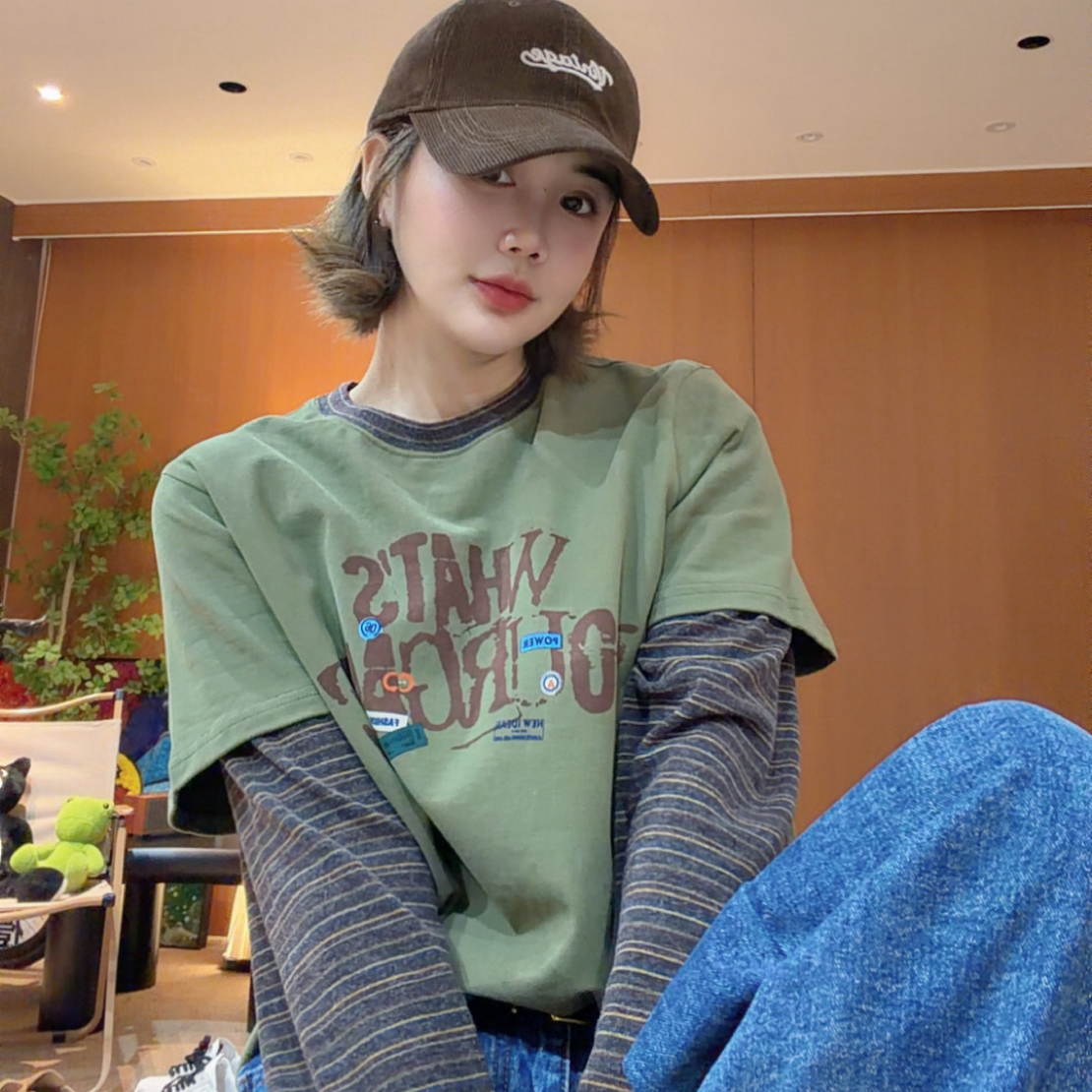  CHENCY【抹茶巧克力】设计款短袖拼接T恤衫