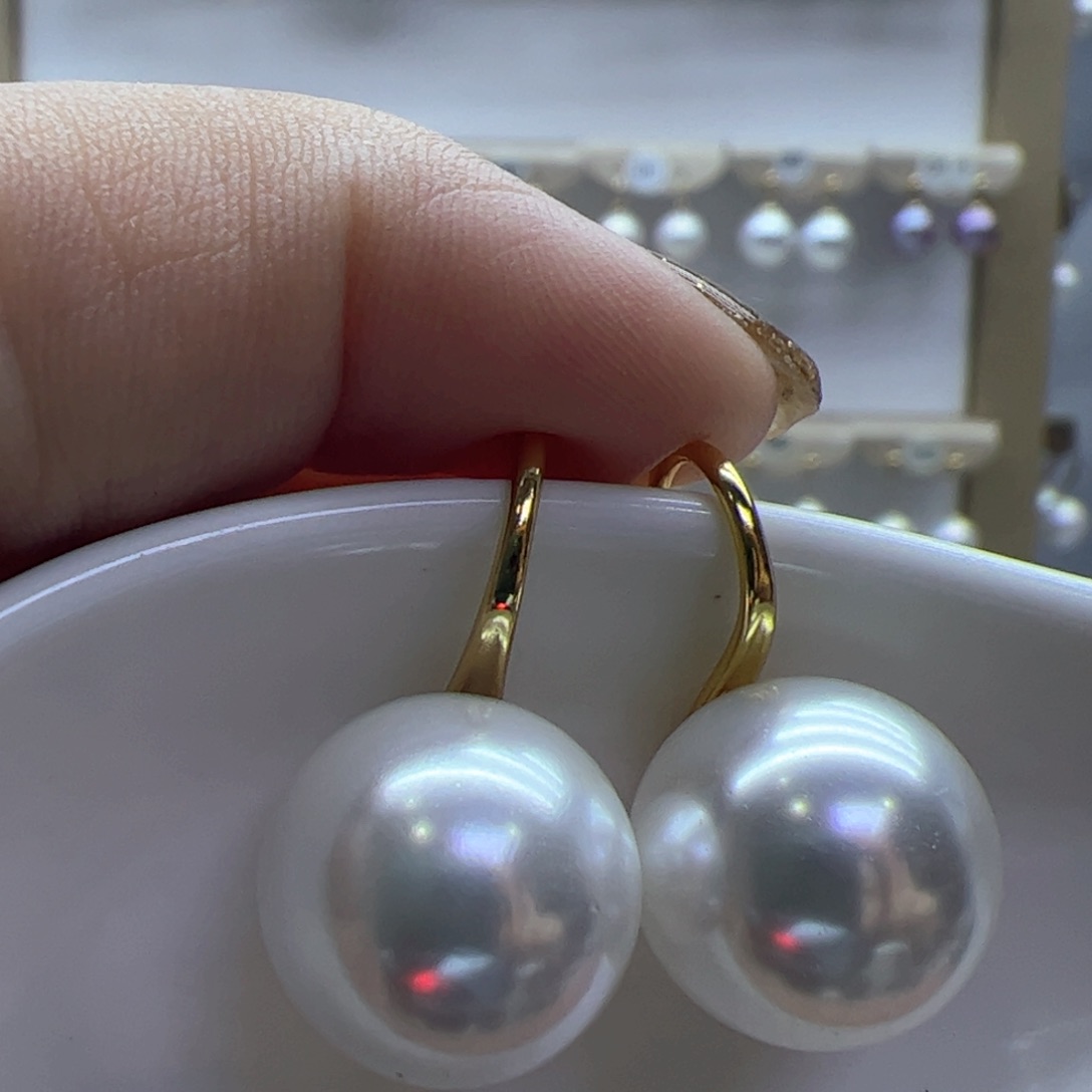 淡水珍珠耳饰18K金镶嵌