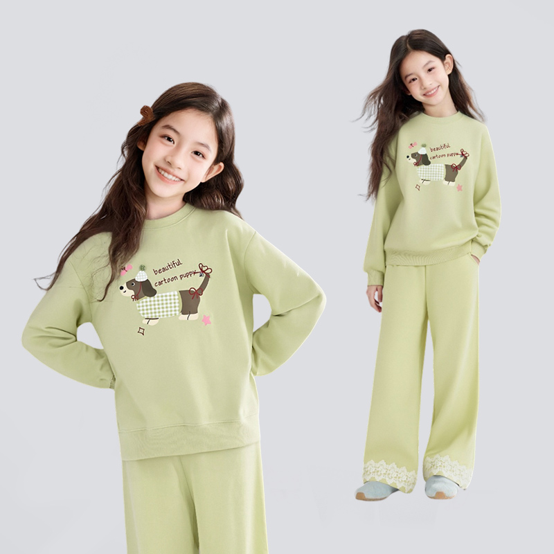 笛莎女童秋季套装春秋新款儿童洋气休闲卫衣两件套时尚-7M253T104