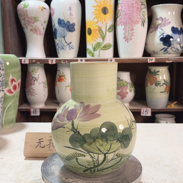 陶天球油画荷花陶瓷