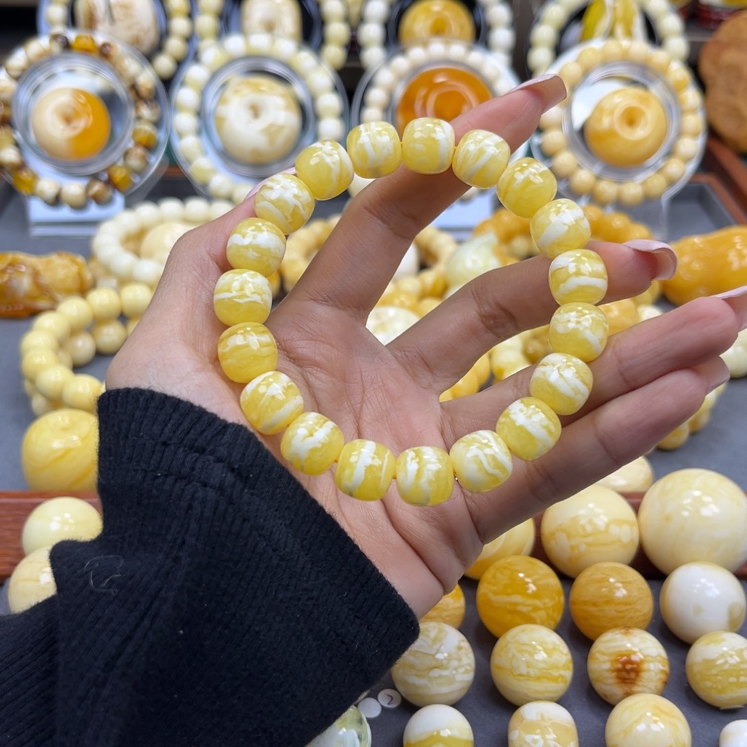 琥珀未镶嵌手串11+