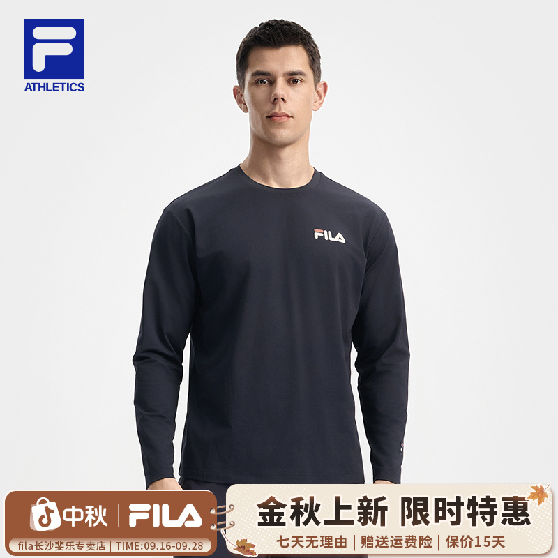 FILA斐乐男款户外休闲透气宽松长袖百搭圆领运动T恤A11M533201F