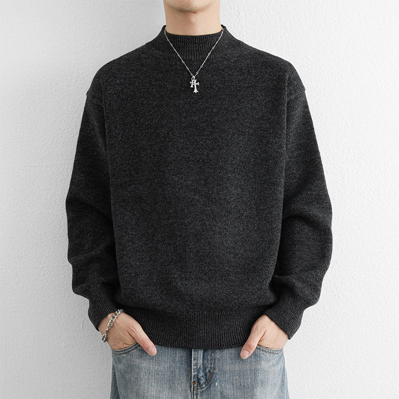 2025秋冬季男士柔软舒适亲肤毛衣男士纯色宽松百搭针织衫BZN802