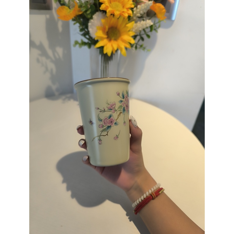 LX241米黄汝窑可乐杯主人杯茶杯家用陶瓷水杯个人专用功夫茶具创