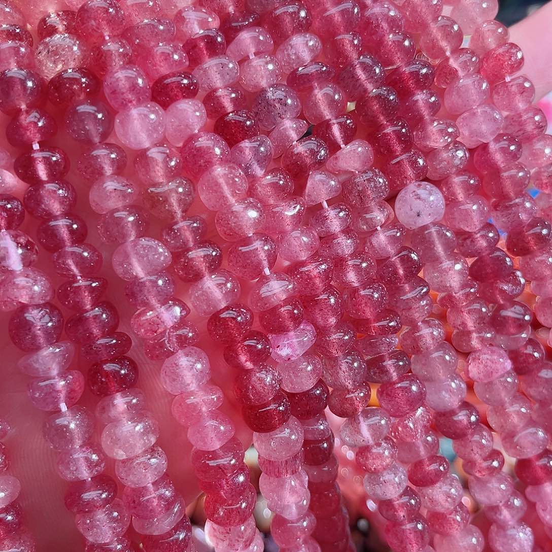 玛瑙/玉髓未镶嵌珠宝半成品红草莓水晶一条10