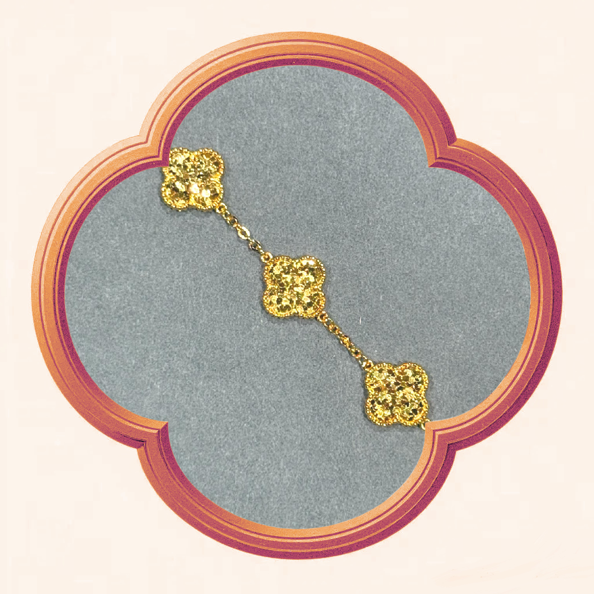 足银手链 【抖音好货】中号卡13.7新款时尚气质【碎冰冰双面四叶草】