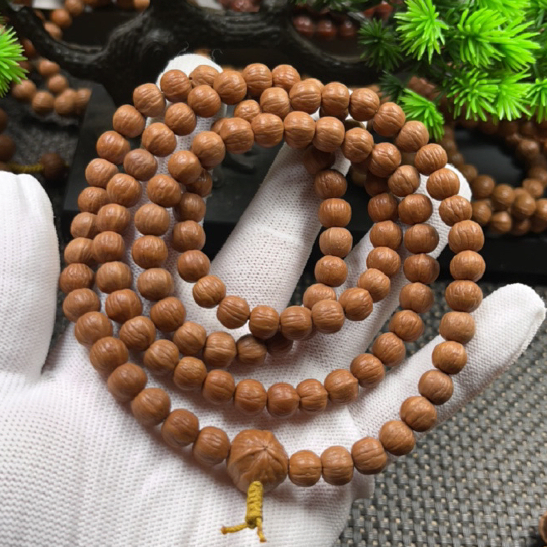 猴头核桃猴头核桃原皮原色小南瓜108颗脖挂 尺寸0.8 0.9 1.0cm